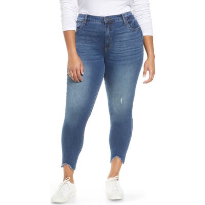 Plus Size Kut From The Kloth Connie High Waist Bitten Hem Ankle Skinny Jeans, Blue
