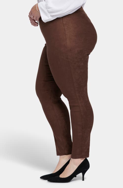 Shop Nydj Suede Leggings In Dark Chocolate