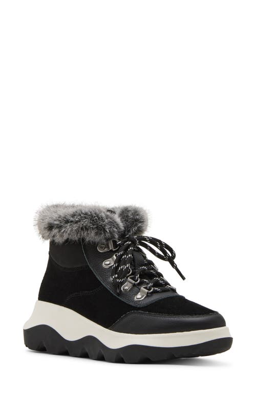 Blondo Ante Waterproof Faux Fur Trim Boot In Black Suede