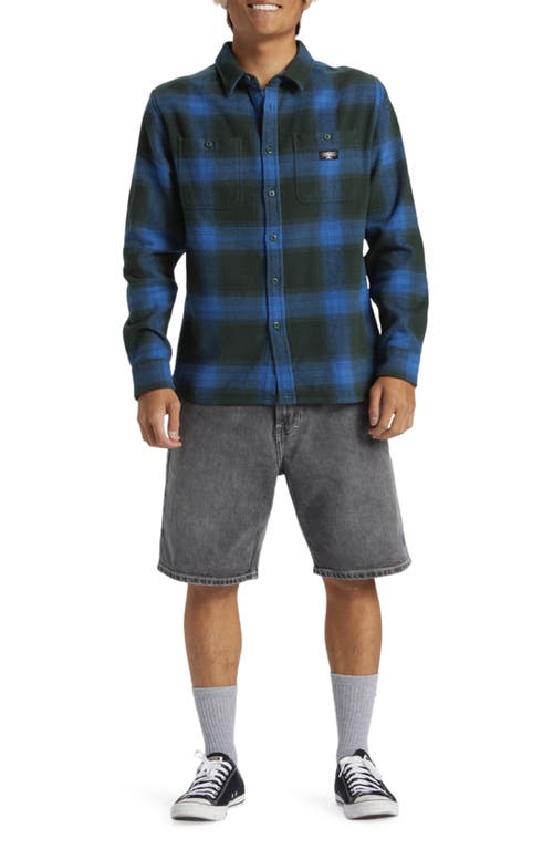 Shop Quiksilver Mercury Plaid Organic Cotton Flannel Button-up Shirt In Corsucan Blue Mercury Flannel