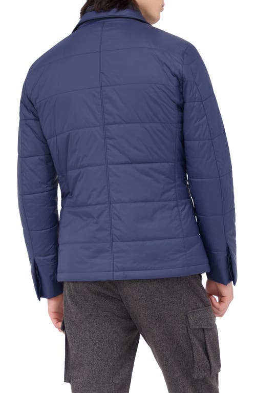 Shop Bugatchi Quilted Water Repellent Nylon Blazer With Bib In Navy