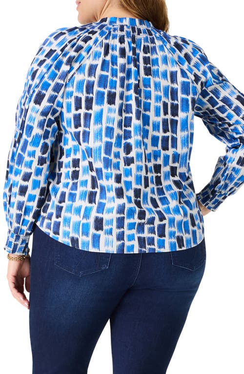 Nic + Zoe Brushstrokes Print Pullover Top In Blue Multi