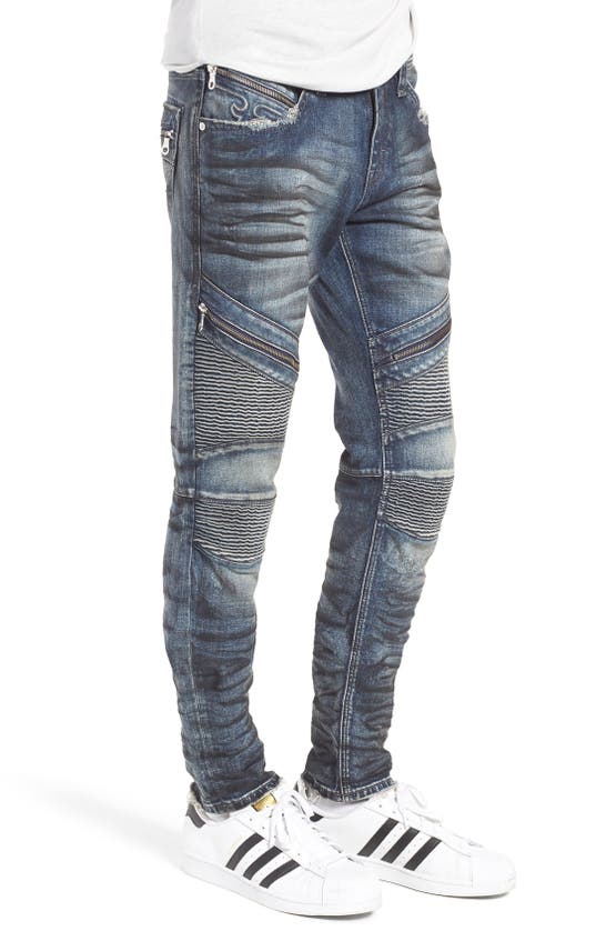 Shop Rock Revival Skinny Fit Moto Jeans In Medium Blue