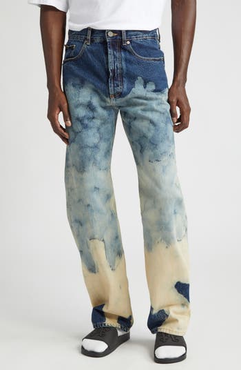 boohooMAN Men's Relaxed Rigid Shine Monogram Jeans