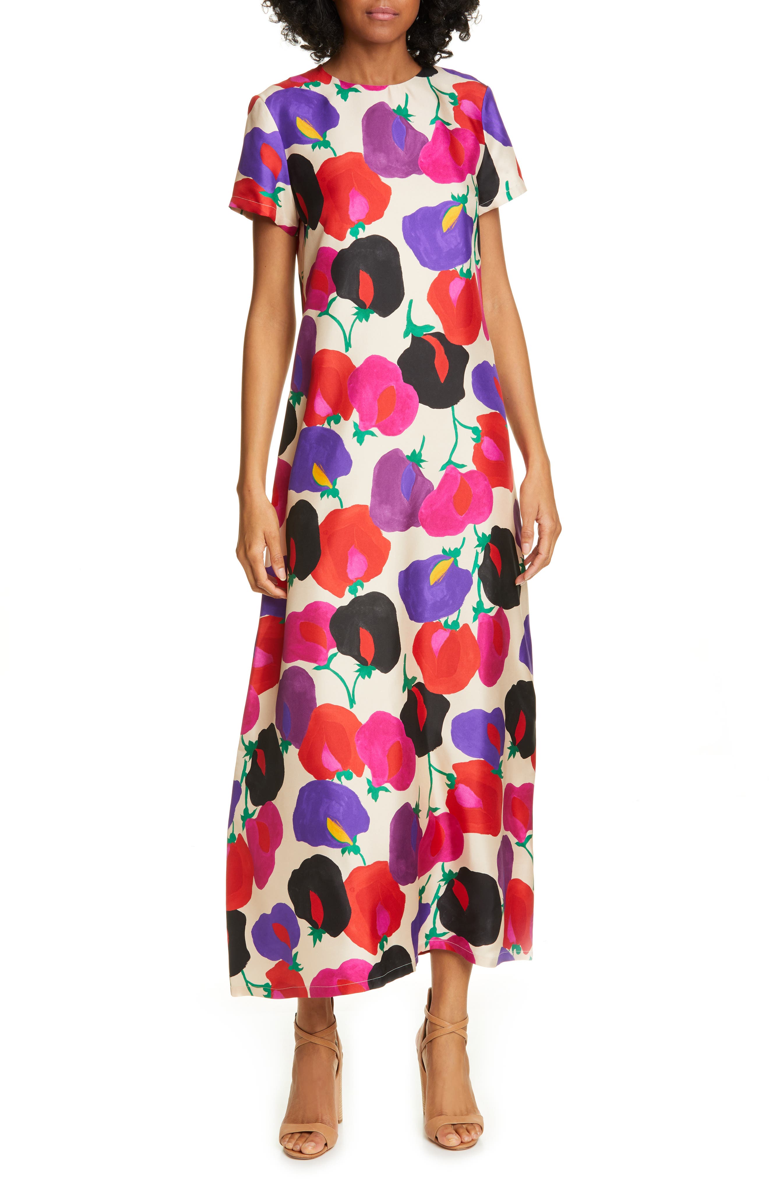 La DoubleJ Swing Floral Print Silk Maxi Dress Nordstrom