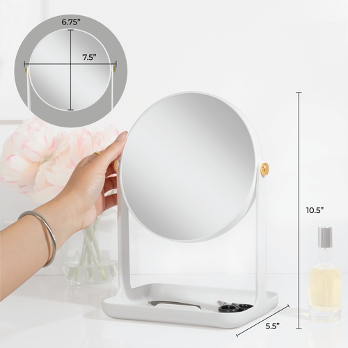 Zadro Back-to-school Makeup Mirror With Accessory Tray & Phone Holder In White
