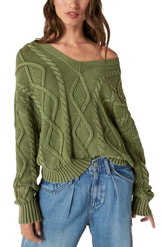 LUCKY BRAND CABLE STITCH V-NECK SWEATER