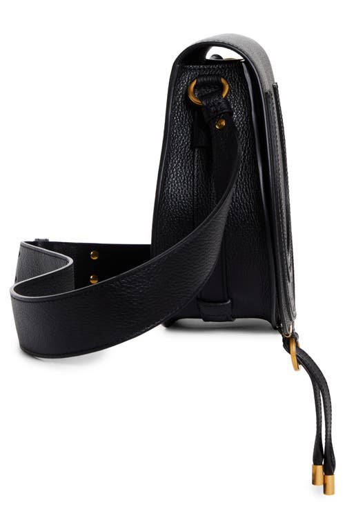Chloé Chloe Small Marcie Grained Calfskin Saddle Bag In Black In Black