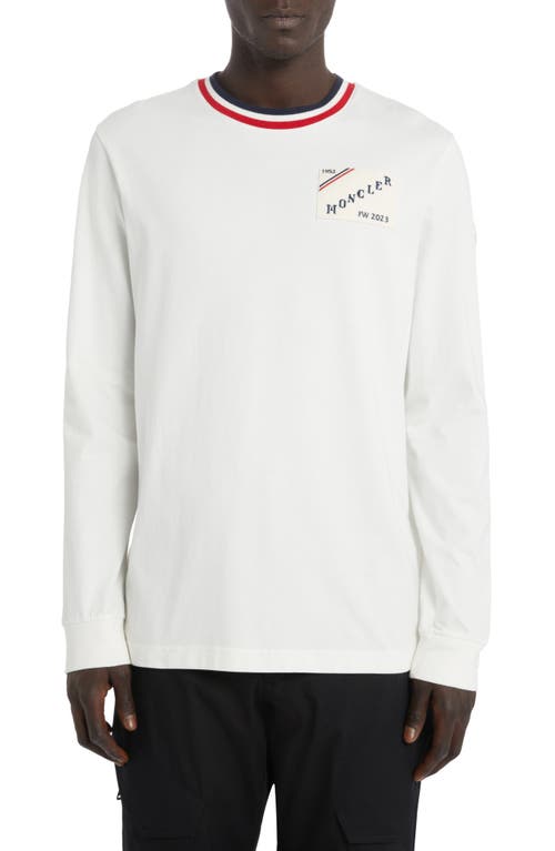 Moncler Embroidered Logo Patch Long Sleeve T-Shirt Bright White at Nordstrom,