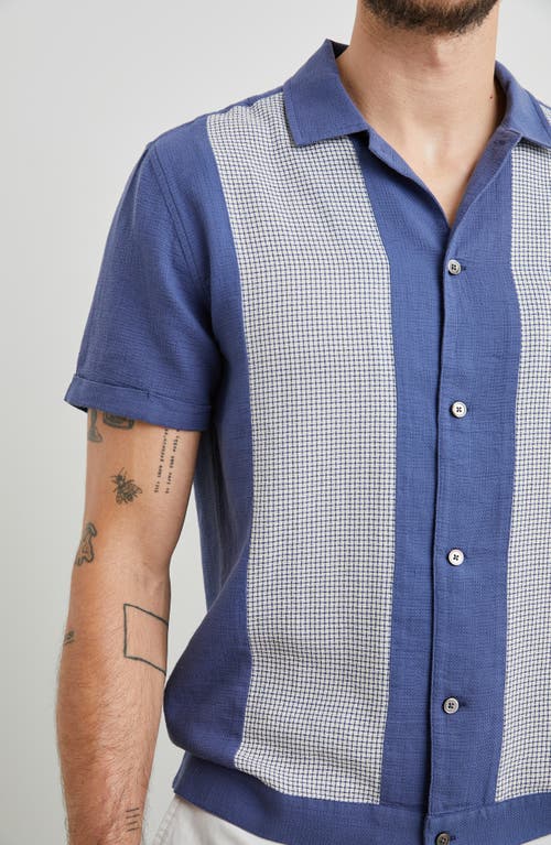 Shop Rails Duke Colorblock Short Sleeve Cotton Button-up Shirt In Royal Parchment