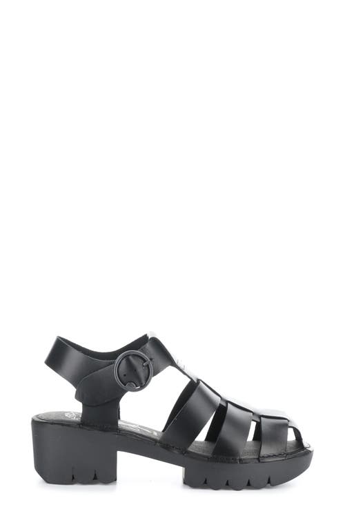 Shop Fly London Emme Platform Fisherman Sandal In Black/black Bridle