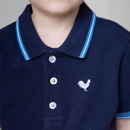 Shop Hope & Henry Boys' Organic Pique Polo, Kids In Navy With Blue And White