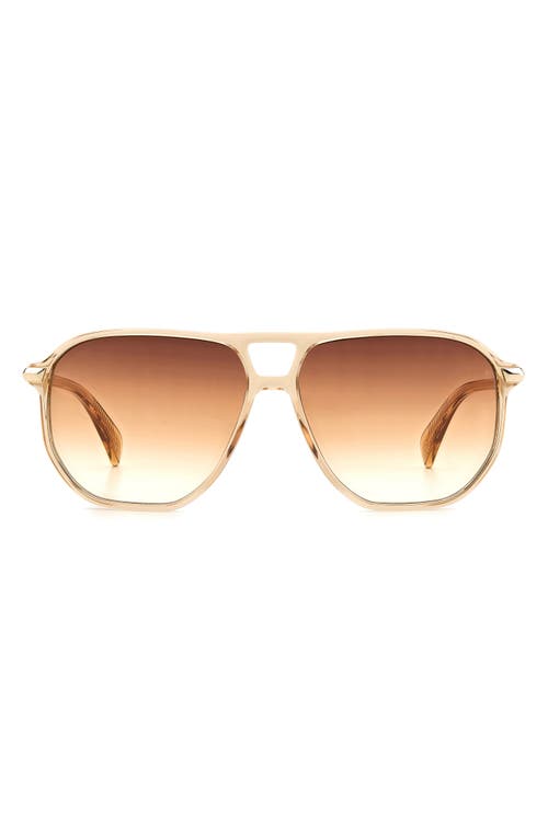 58mm Rectangular Sunglasses in Beige/Brown Brick