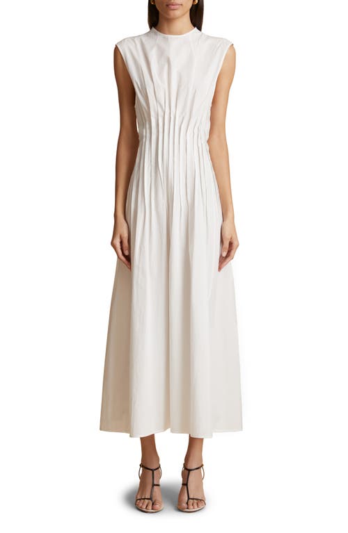 Wes Pleated Cotton Poplin Dress in White
