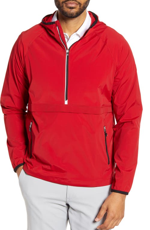 Cutter & Buck Breaker WeatherTec Half Zip Hooded Pullover Cardinal Red at Nordstrom,