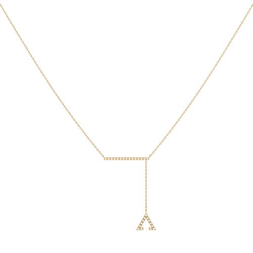 LUVMYJEWELRY LUVMYJEWELRY CRANE LARIAT TRIANGLE SILVER DIAMOND NECKLACE 