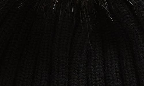 Shop Moncler Virgin Wool Rib Beanie With Faux Fur Pompom In Black