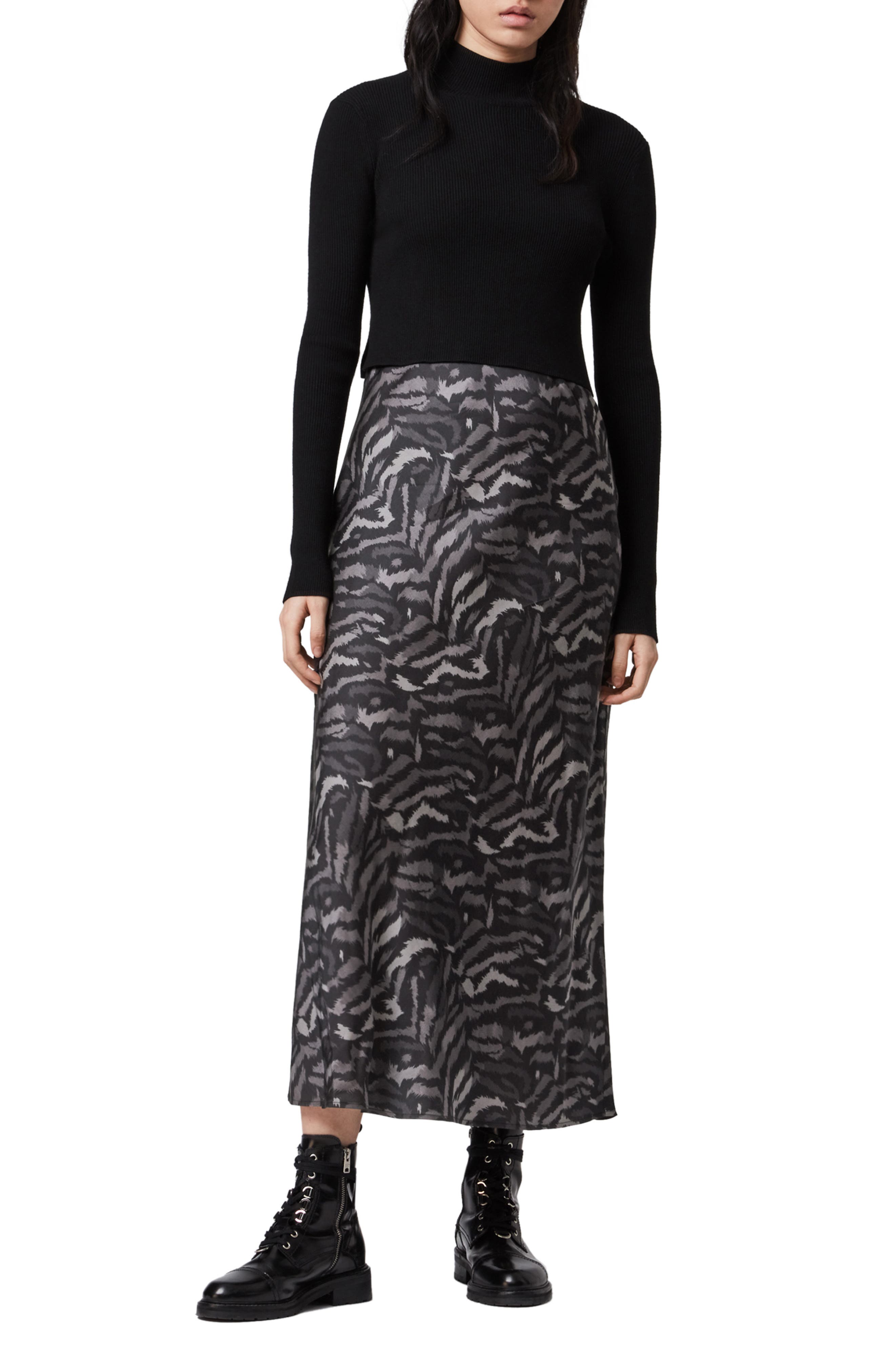 allsaints slip dress with sweater