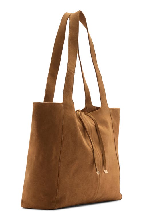 Mango Suede Shopper In Leather
