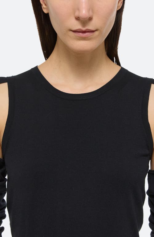 Helmut Lang Cotton Cut Out Underarm Crewneck Top In Black