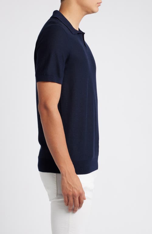 Shop Hugo Boss Boss Tempio Cotton & Lyocell Polo Sweater In Dark Blue