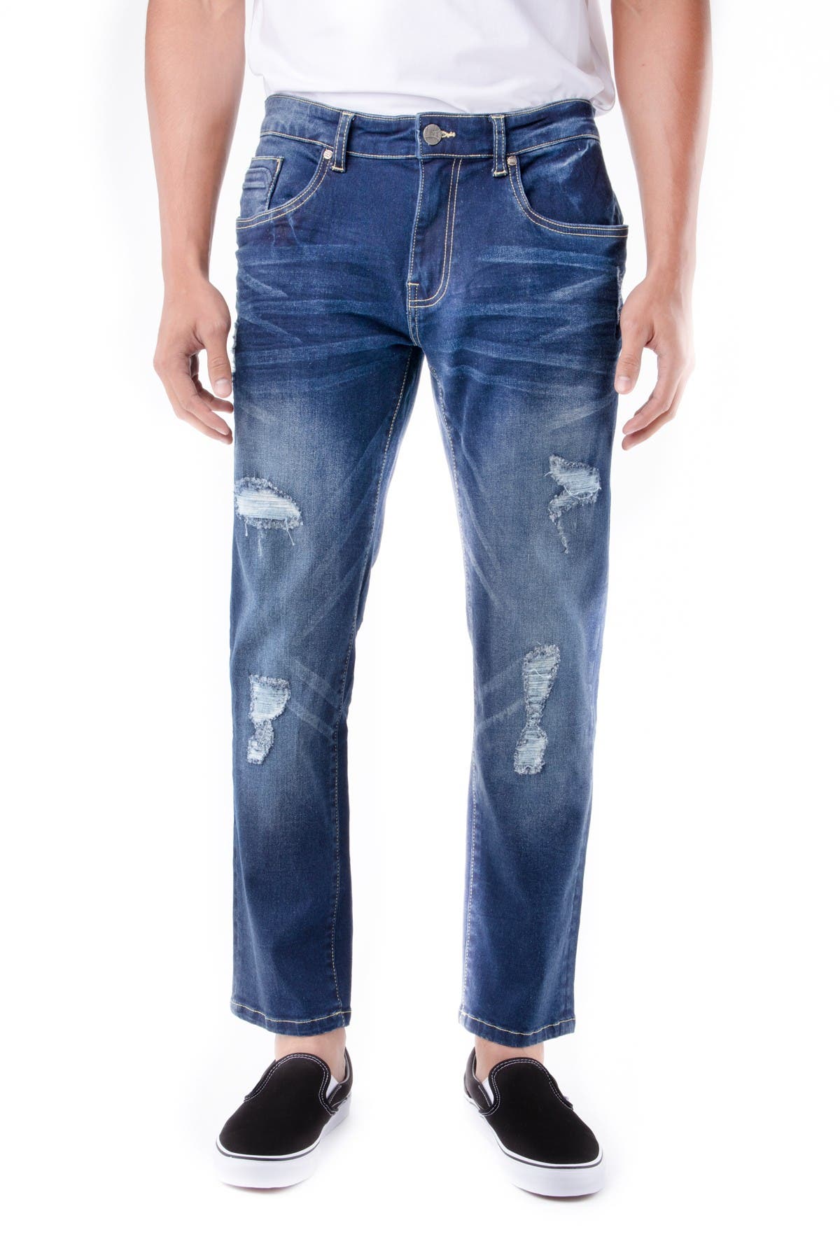 distressed stretch jeans