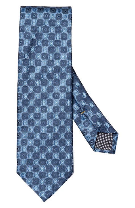 LOUIS VUITTON Grey Blue Paisley Silk Tie