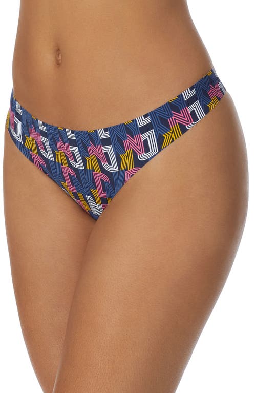 Shop Dkny Litewear Cut Anywhere Thong In Striped Logo