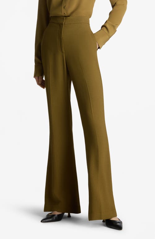 Shop St John St. John Collection Textured Crepe Flare Pants In Lichen