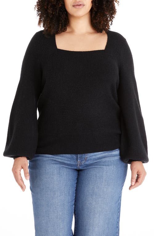 Madewell Melwood Square Neck Sweater in True Black
