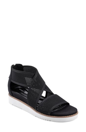Easy Spirit Wander Strappy Sandal In Black/black