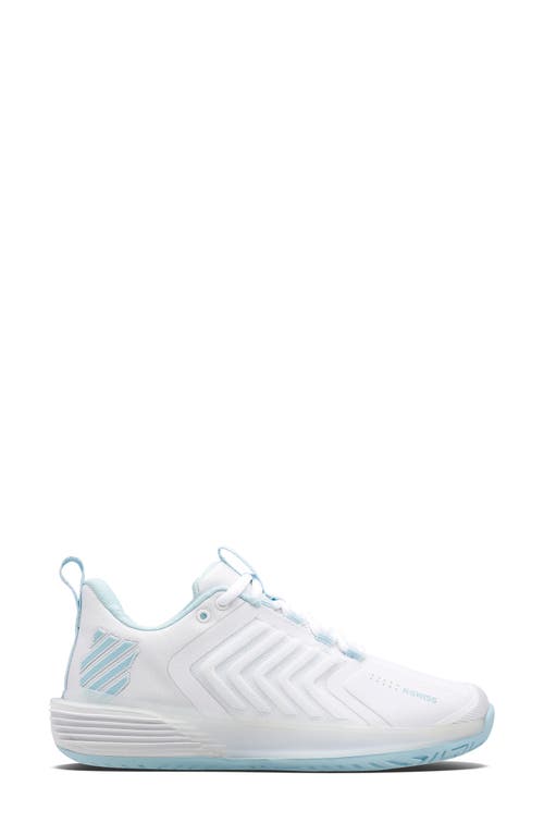 K-swiss Ultrashot 3 Tennis Shoe In White/blue Glow