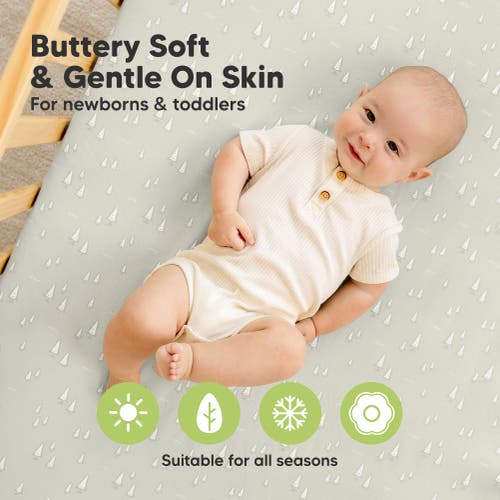Keababies 2-pack Isla [protect+] Waterproof Mini Crib Sheets In Pine Grove