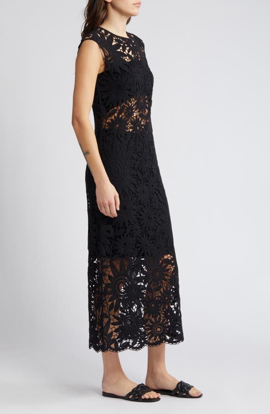 Shop Ted Baker Corha Floral Cotton Lace Midi Dress In Black