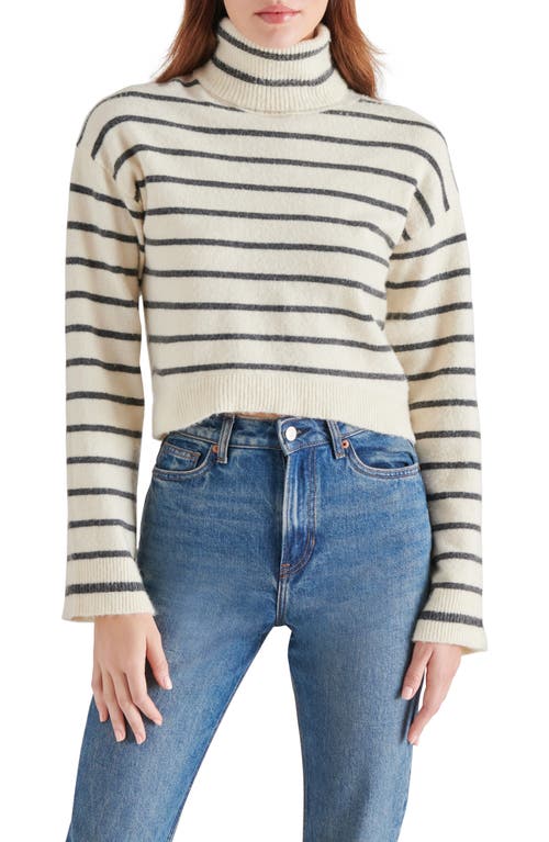 Shop Steve Madden Narsha Stripe Turtleneck Sweater In Ivory Stripe