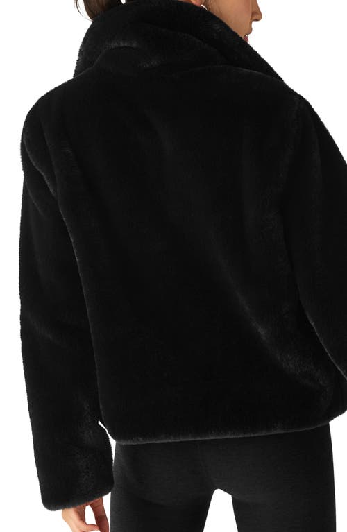 Beyond Yoga On The List Faux Fur Jacket In Black