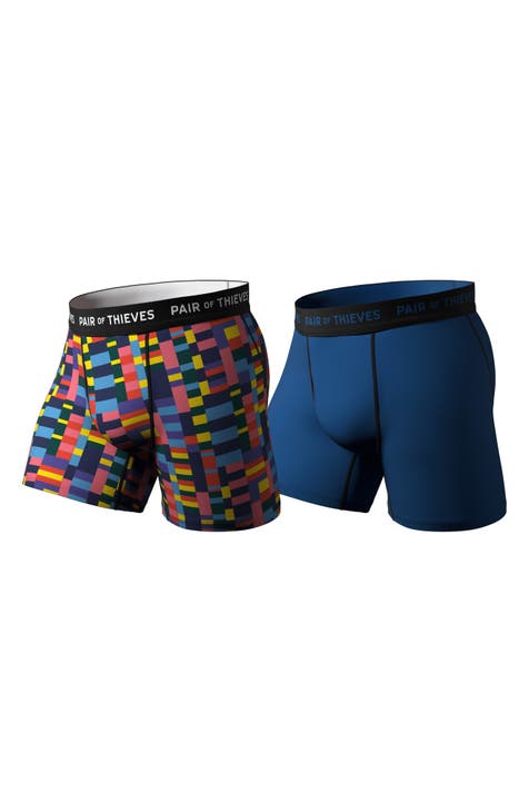 Pair of Thieves Men's Colorful Lines Super Fit Boxer Briefs - Blue S