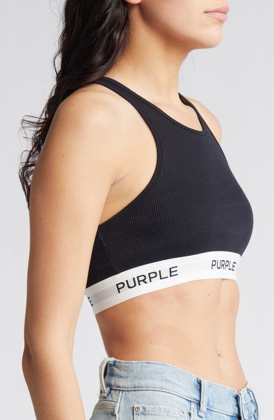 Shop Purple Brand Stretch Cotton Rib Bralette In Black