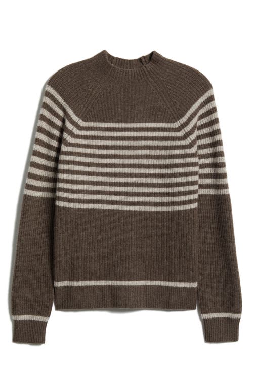 Shop Wyeth Laura Stripe Wool & Cashmere Funnel Neck Sweater In Coco/oatmeal