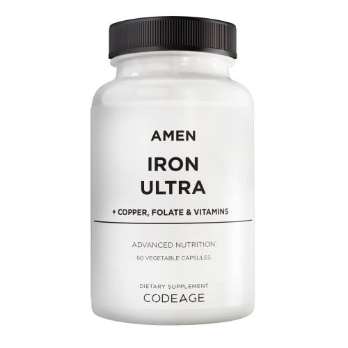 Codeage Amen Iron Ultra Supplement + Copper, Folate, Vitamin C & B12, Ferrous Sulfate 65mg Iron Pills, 60 ct in White at Nordstrom