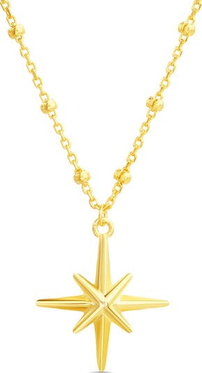 Nes Jewelry Luggage Tag Star Pendant Necklace in Metallic