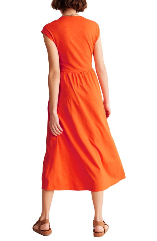 Shop Boden Chloe Cap Sleeve Jersey Midi Dress In Mandarin Orange