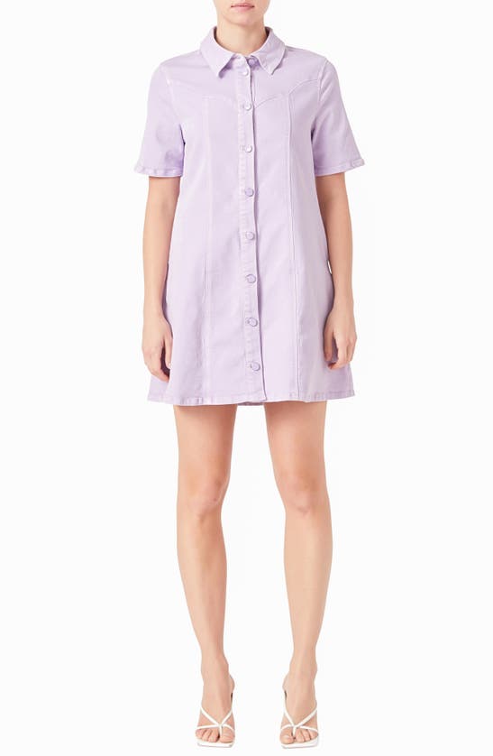 Shop English Factory Washed Denim Minidress In Lilac