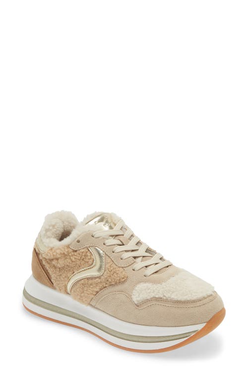 Voile Blanche Melany Faux Shearling Sneaker In Beige