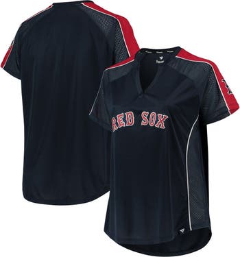 PROFILE Women's Navy Boston Red Sox Plus Size Diva Notch Neck Raglan T-Shirt
