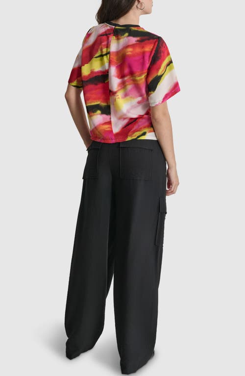 Shop Dkny Abstract Print Short Sleeve Top<br /> In Multi Geode