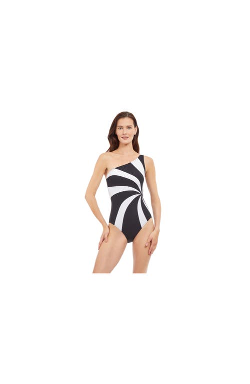 Timeless One Shoulder One Piece Swimsuit in Black/white