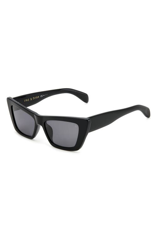 Rag & Bone 53mm Polarized Cat Eye Sunglasses In Black/gray Polarized