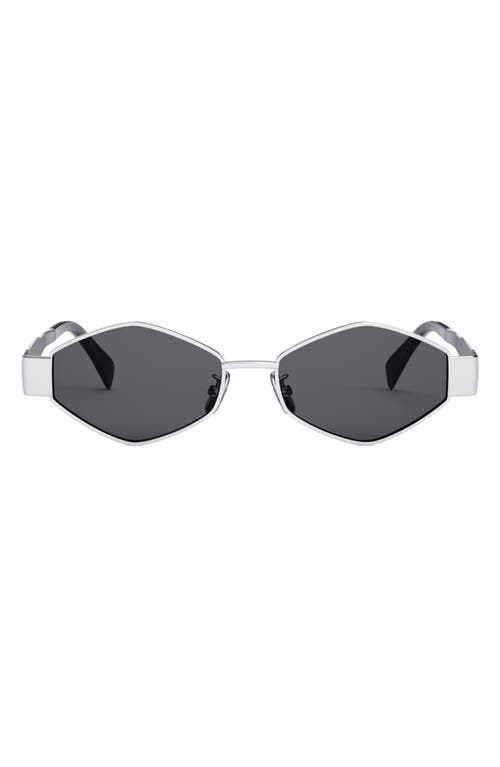 Shop Celine Triomphe 54mm Geometric Sunglasses In Shiny Palladium/smoke
