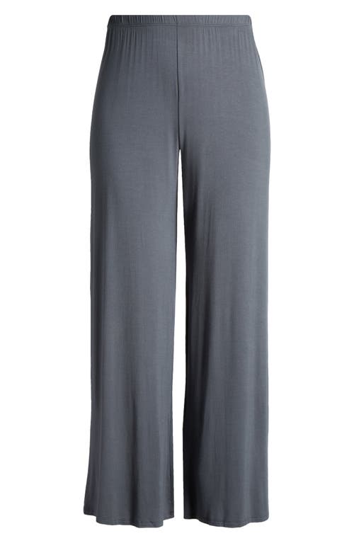 Shop 24seven Comfort Apparel Elastic Waist Stretch Flare Pants In Charcoal